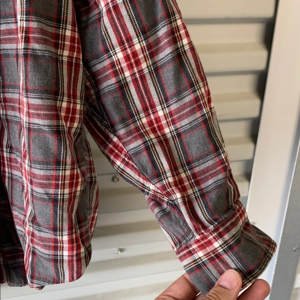 J. Crew Red and Gray Checkered Shirt